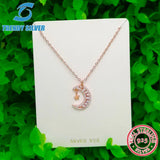 925 Silver Necklace Chain with CZ Rose Pendant