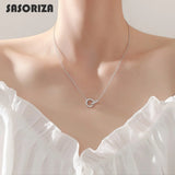 925 Silver Necklace for Women Double Ring Pendant Fine Jewelry