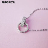 925 Silver Necklace for Women Double Ring Pendant Fine Jewelry