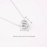 925 Silver Necklace for Women Double Ring Pendant Fine Jewelry