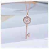 925 Silver Key Pendant Necklace Women