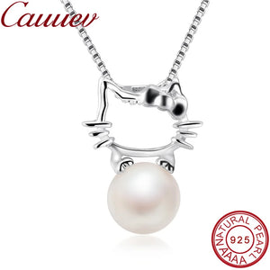 925 Silver Necklace Pendant Natural Freshwater Pearl 8-9mm 5 Colors