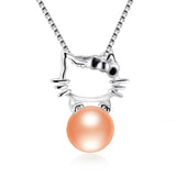 925 Silver Necklace Pendant Natural Freshwater Pearl 8-9mm 5 Colors
