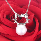 925 Silver Necklace Pendant Natural Freshwater Pearl 8-9mm 5 Colors