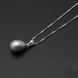 925 Sterling Silver Freshwater Pearl Necklace Pendant for Women 8-9mm, 9-10mm