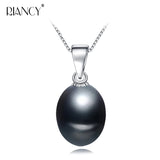 925 Sterling Silver Freshwater Pearl Necklace Pendant for Women 8-9mm, 9-10mm