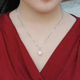 925 Sterling Silver Freshwater Pearl Necklace Pendant for Women 8-9mm, 9-10mm