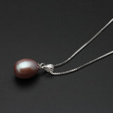 925 Sterling Silver Freshwater Pearl Necklace Pendant for Women 8-9mm, 9-10mm