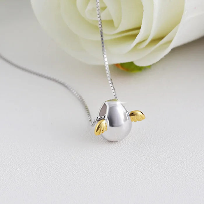 925 Silver Necklace Angel Egg Gold-Plated Jewelry for Lover's Birthday
