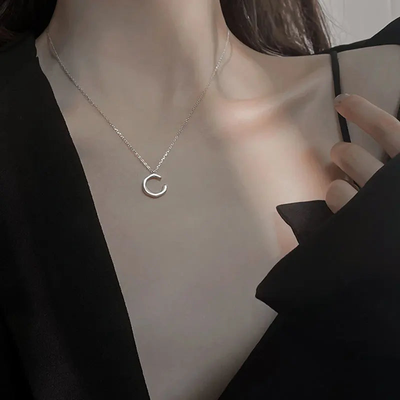 925 Silver Letter Necklace Clavicle Chain Jewelry for Women