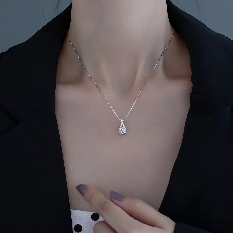 925 Silver Necklace Women's Letter Cross Collarbone Chain