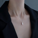 925 Silver Necklace Women's Letter Cross Collarbone Chain