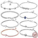 925 Silver Tennis Bracelet, Adjustable for Charms, DIY Jewelry