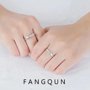 925 Sterling Silver Heart-Shaped Couple Open Ring