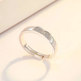 925 Sterling Silver Heart-Shaped Couple Open Ring