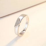 925 Sterling Silver Heart-Shaped Couple Open Ring