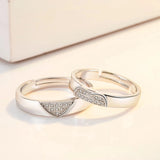 925 Sterling Silver Heart-Shaped Couple Open Ring