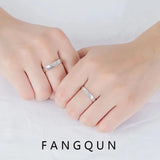 925 Sterling Silver Heart-Shaped Couple Open Ring