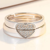 925 Sterling Silver Heart-Shaped Couple Open Ring
