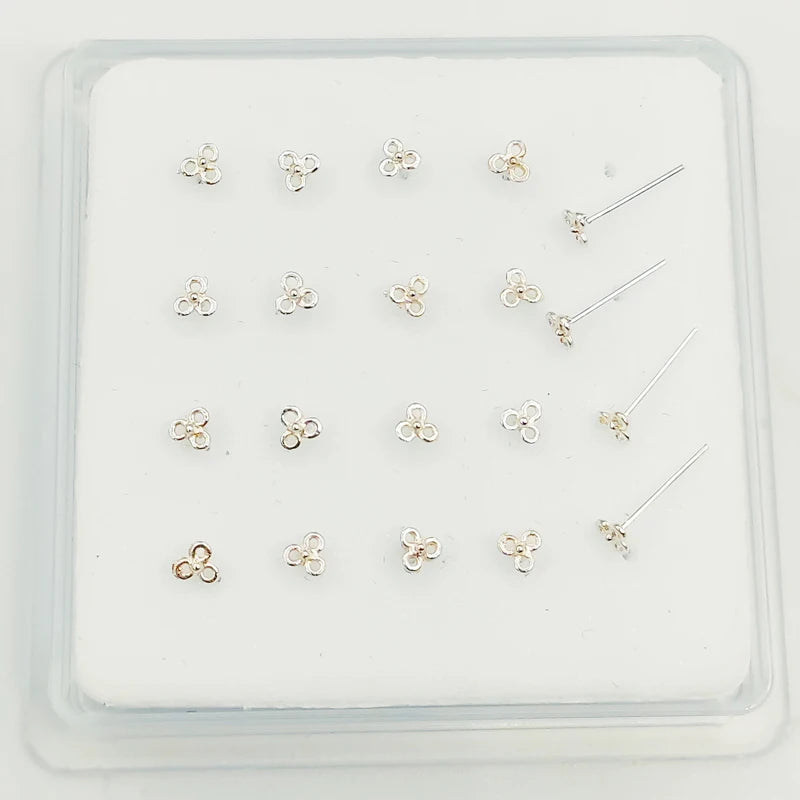925 Silver Flower Shape Nose Stud 20pcs/pack