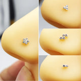 925 Sterling Silver Nose Stud Clear Crystal Nariz Women Pircing