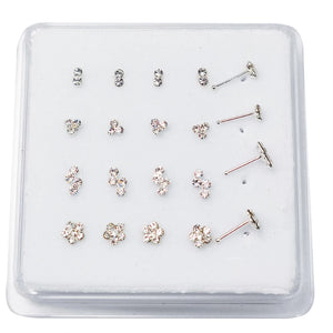 925 Sterling Silver Nose Stud Clear Crystal Nariz Women Pircing