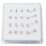 925 Sterling Silver Nose Stud Clear Crystal Nariz Women Pircing