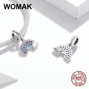 925 Silver Rainbow Pendant Zircon Charm Beads for Jewelry Making