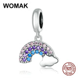 925 Silver Rainbow Pendant Zircon Charm Beads for Jewelry Making