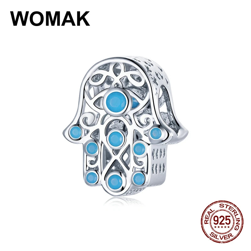 925 Sterling Silver Lucky Hand Charm Beads for Bracelet Pendant