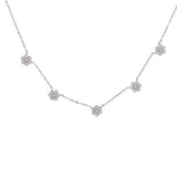 925 Sterling Silver CZ Flower Choker Necklace