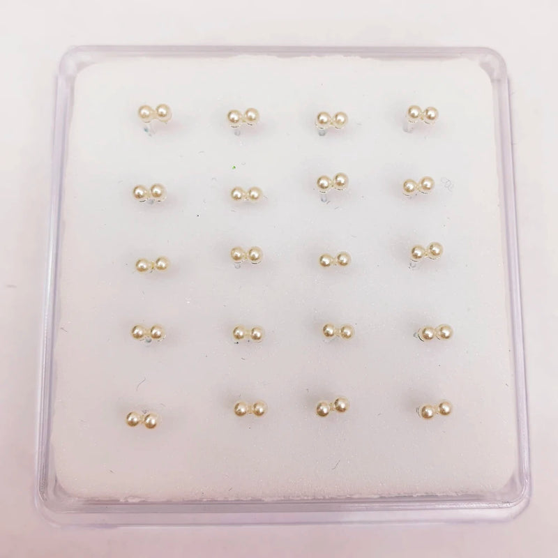 925 Silver Pearl Nostril Stud Nose Pin Body Jewelry 20pcs
