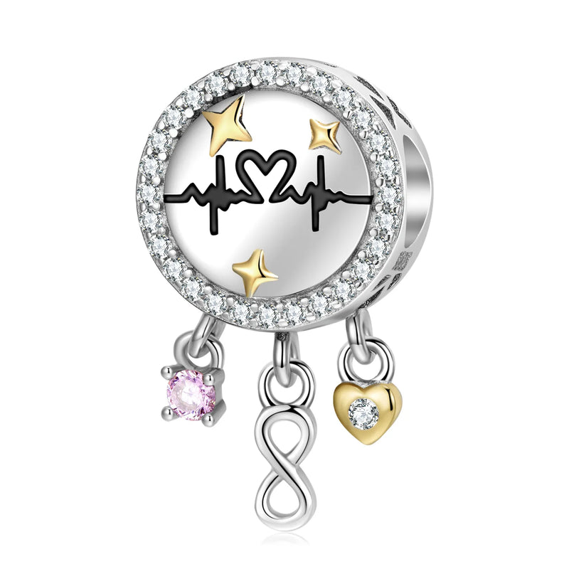 925 Silver Heartbeat Wave Bracelet DIY Jewelry Accessory