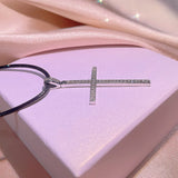 925 Silver Zirconium Cross Necklace Geometric Pendant Jewelry
