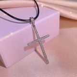 925 Silver Zirconium Cross Necklace Geometric Pendant Jewelry