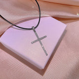 925 Silver Zirconium Cross Necklace Geometric Pendant Jewelry