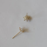 925 Silver Plated Stud Earrings for Women Flower Pearl Jewelry