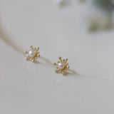 925 Silver Plated Stud Earrings for Women Flower Pearl Jewelry
