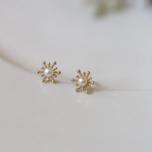 925 Silver Plated Stud Earrings for Women Flower Pearl Jewelry