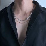 925 Sterling Silver 2pcs Chain Necklace Set Snake Jewelry Men Women