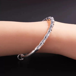 925 Silver Bamboo Bracelets Bangles for Women Party Wedding Accessories