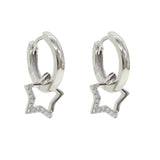 925 Silver Punk Star Dangle Earring Christmas Drop Earrings for Women Girls