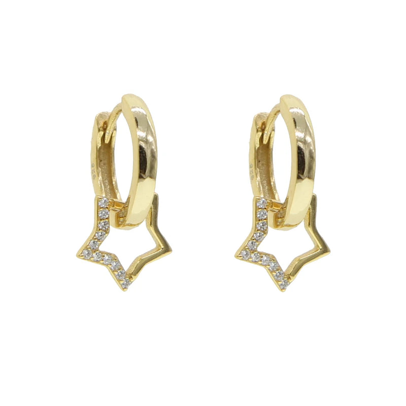 925 Silver Punk Star Dangle Earring Christmas Drop Earrings for Women Girls