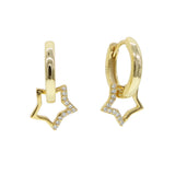 925 Silver Punk Star Dangle Earring Christmas Drop Earrings for Women Girls