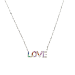 925 Silver Rainbow CZ MAMA LOVE DREAM Necklace for Women Layer Bohemia Jewelry