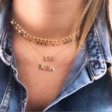 925 Silver Rainbow CZ MAMA LOVE DREAM Necklace for Women Layer Bohemia Jewelry