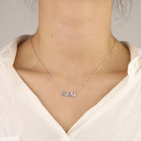 925 Silver Rainbow CZ MAMA LOVE DREAM Necklace for Women Layer Bohemia Jewelry
