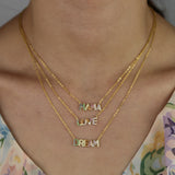 925 Silver Rainbow CZ MAMA LOVE DREAM Necklace for Women Layer Bohemia Jewelry