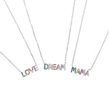 925 Silver Rainbow CZ MAMA LOVE DREAM Necklace for Women Layer Bohemia Jewelry