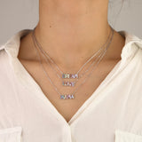 925 Silver Rainbow CZ MAMA LOVE DREAM Necklace for Women Layer Bohemia Jewelry